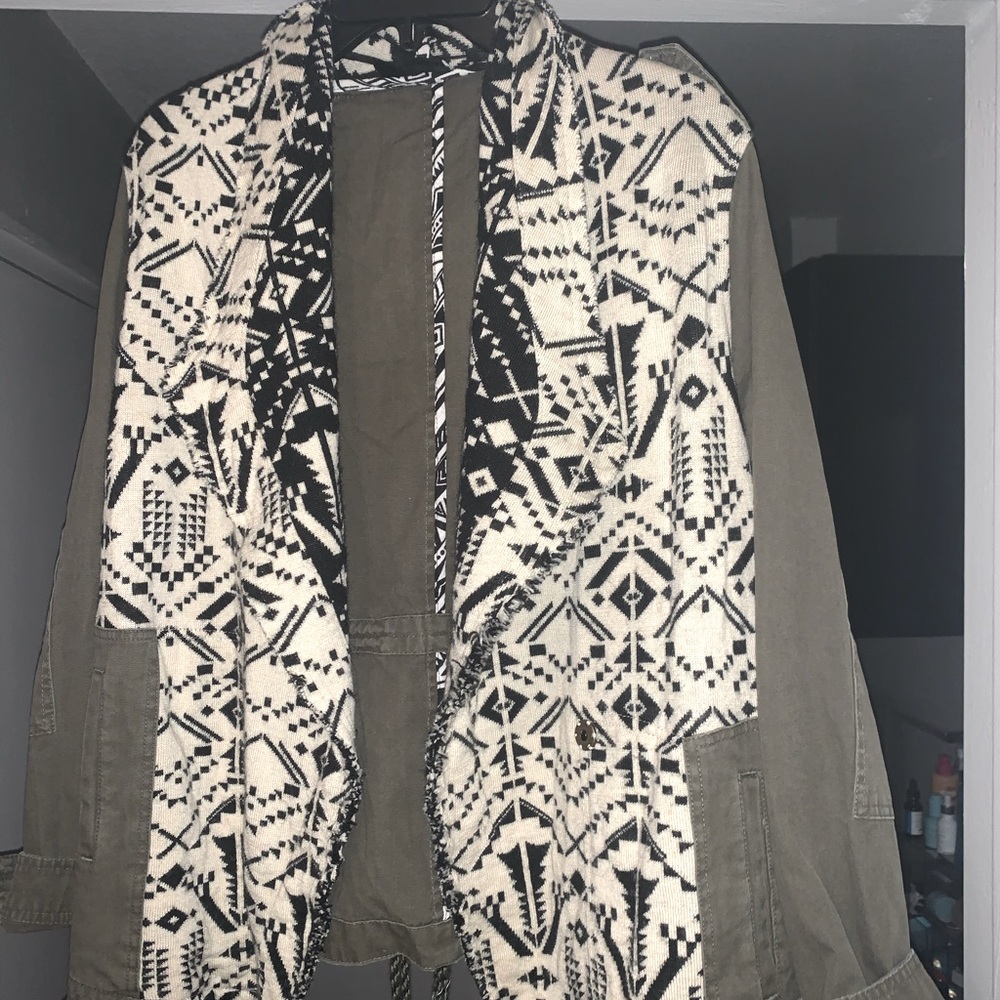 Aztec Print Green Cargo Jacket
